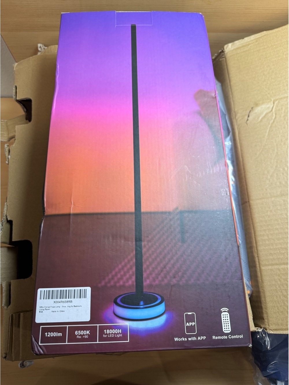 Wfiia 59” Smart RGBICW LED Corner Floor Lamp App Remote Music Sync 1200LM